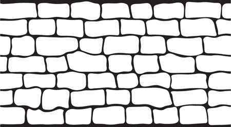 Antique Colonial stencil pattern with irregular stone shapes of varying sizes arranged in staggered rows
