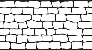 Antique Colonial stencil pattern with irregular stone shapes of varying sizes arranged in staggered rows
