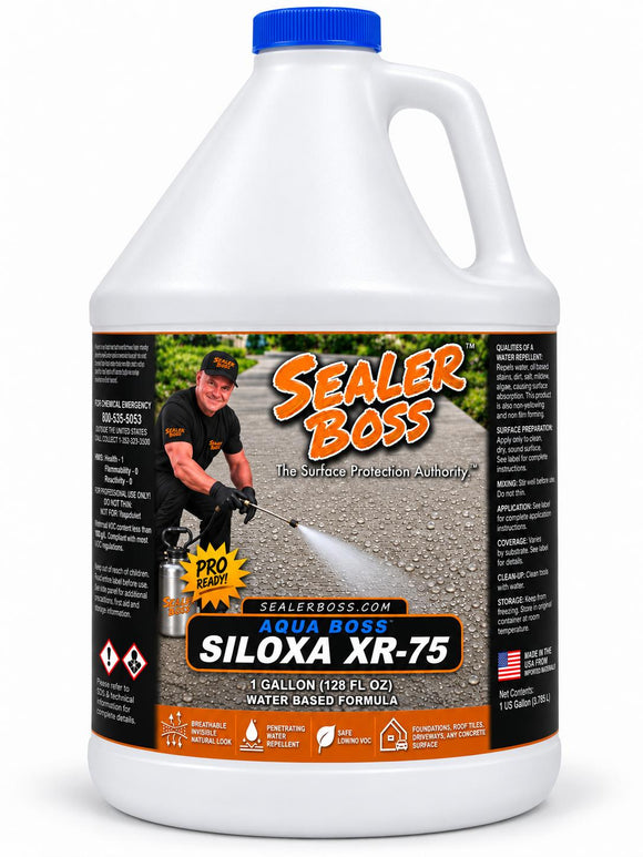 Aqua Boss SILOXA-XR75 water-based penetrating sealer in a 1-gallon jug