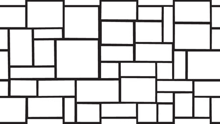 Ashlar Tile stencil pattern with square and rectangular tile shapes of varying sizes arranged in an interlocking layout