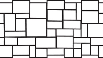 Ashlar Tile stencil pattern with square and rectangular tile shapes of varying sizes arranged in an interlocking layout
