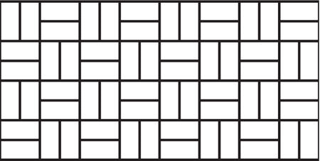 Basket Weave stencil pattern with pairs of rectangular brick shapes alternating horizontally and vertically