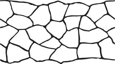Bushrock stencil pattern with irregular rock shapes of varying sizes separated by joint lines