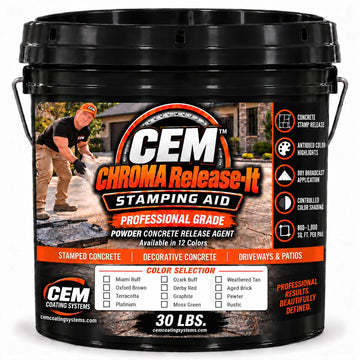 CEM Chroma Release-It Powder concrete stamp release agent in a 30 lb pail