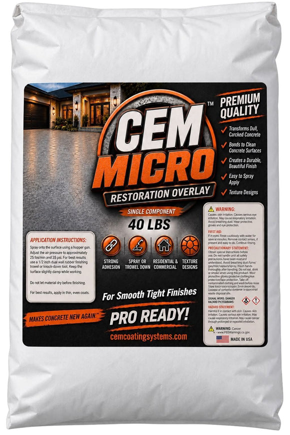 CEM Micro concrete restoration overlay 40 lb bag