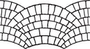 Cobble Fan stencil pattern with irregular cobblestone shapes arranged in overlapping curved fans