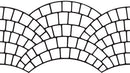 European Fan stencil pattern with brick shapes arranged in overlapping curved fans