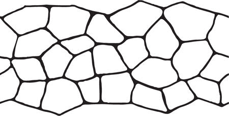 Flagstone stencil pattern with irregular polygon-shaped stones outlined by joint lines