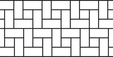 Flanders Weave stencil pattern with alternating horizontal and vertical brick shapes outlined by joint lines