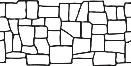 Keystone stencil pattern with irregular stone shapes outlined by grout lines