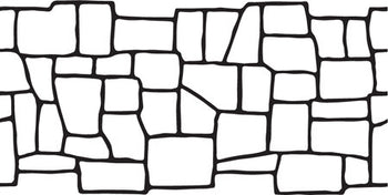 Keystone stencil pattern with irregular stone shapes outlined by grout lines
