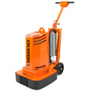 Orange WerkMaster Colossos XT floor grinder with upright handle and rear transport wheels