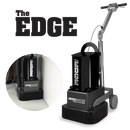 WerkMaster The EDGE concrete grinder with an inset showing the machine grinding beside a wall