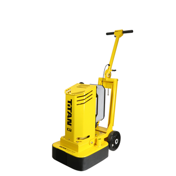 Yellow WerkMaster Titan XT floor grinder viewed from the front at an angle