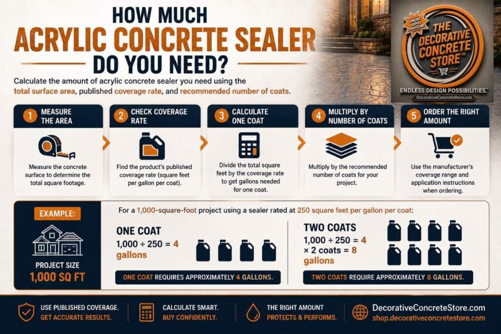 Amount of acrylic concrete sealer you need