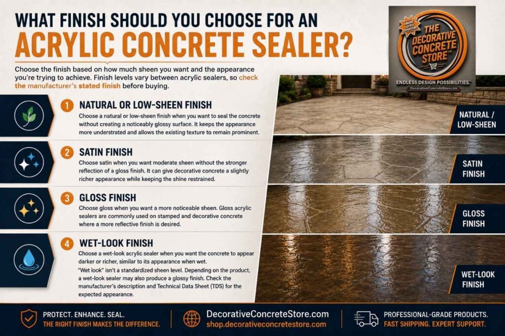 Choose the finish for an Acrylic Concrete Sealer